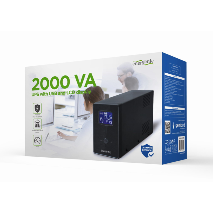 Gembird EG-UPS-035 UPS Sistema de Alimentación Ininterrumpida Línea Interactiva 2 kVA 1200W 5 Salidas AC Torre Negro