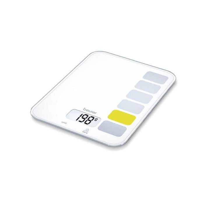 Beurer KS-19 SEQUENCE Balanza de Cocina Digital, Vidrio Ultra Plano, 5 kg, Tara, LCD, Blanco Beurer KS-19 SEQUENCE Balanza de Cocina Digital, Vidrio Ultra Plano, 5 kg, Tara, LCD, Blanco