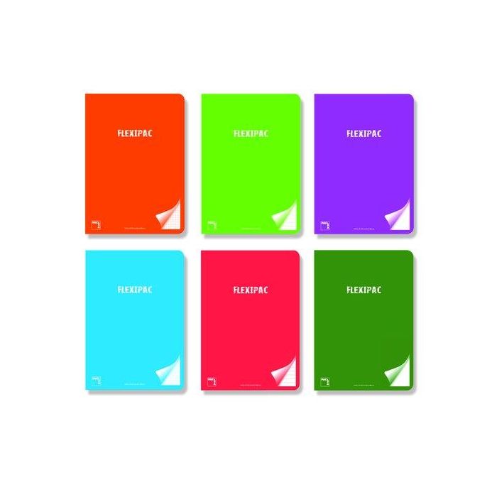 Libreta Pacsa Flexipac Tapa Pp A4 48H Pauta 2,5 90G C/Margen Surtido (6 Col.) 6 unidades