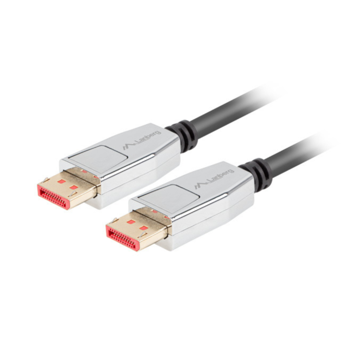 Lanberg CA-DPDP-20CU-0010-BK Cable DisplayPort a DisplayPort 1 m, Macho a Macho, DP 1.4, 8K @ 60Hz, 4K @ 240Hz, 32.4 Gbit/s, 7680x4320, Negro/Plata Lanberg CA-DPDP-20CU-0010-BK Cable DisplayPort a DisplayPort 1 m, Macho a Macho, DP 1.4, 8K @ 60Hz, 4K @ 240Hz, 32.4 Gbit/s, 7680x4320, Negro/Plata