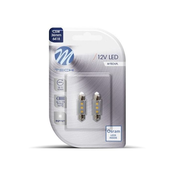 M-Tech L090W C5W Blister 2X Led 36mm 3xSMD2835 Blanco 12V CANBUS Non