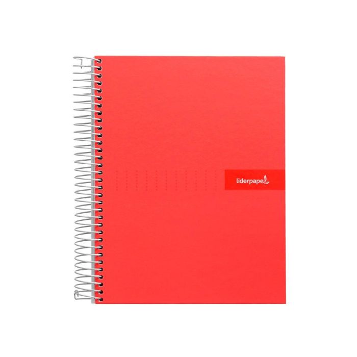 Cuaderno Espiral Liderpapel A4 Crafty Tapa Forrada 80H 90 gr Cuadro 4 mm Con Margen Color Roja 8