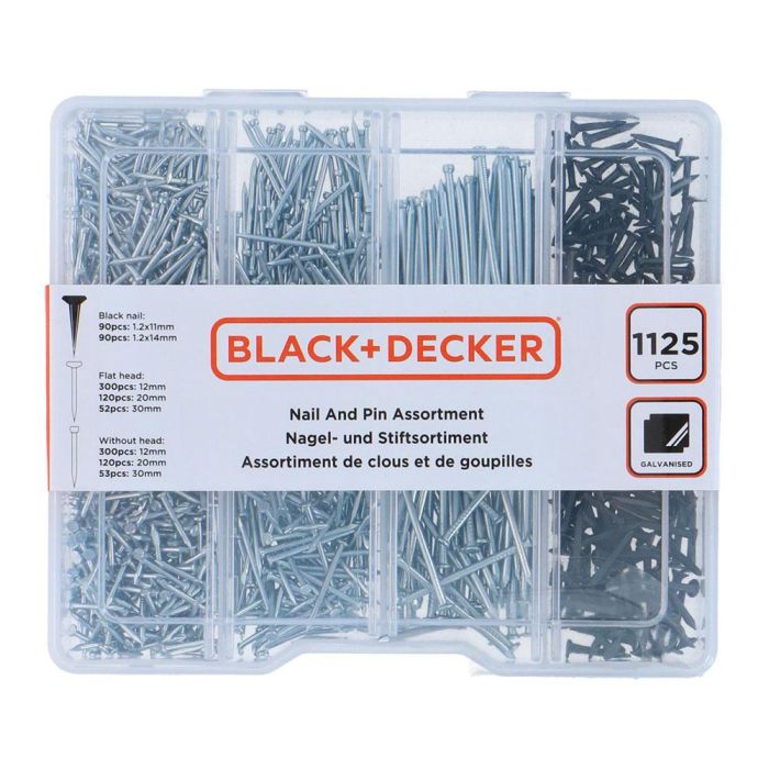 Surtido de clavos 1125 piezas black+decker