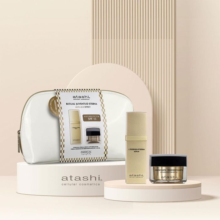 Atashi L'ESSENZA Estuche Ritual de Juventud Sérum y Hidratante 3 Piezas con Bakuchiol y Ácido Ferúlico para Antienvejecimiento y Protección