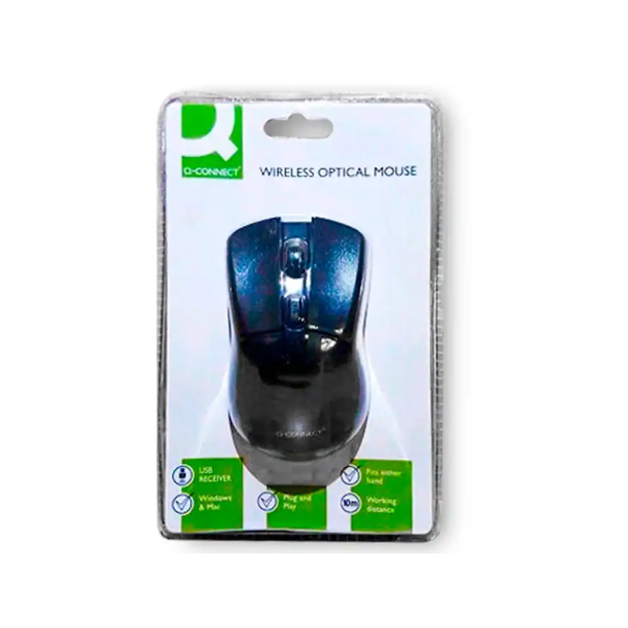 Q-connect Ratón Óptico Inalámbrico 1000 DPI Negro Receptor Nano USB 2.4 GHz 5
