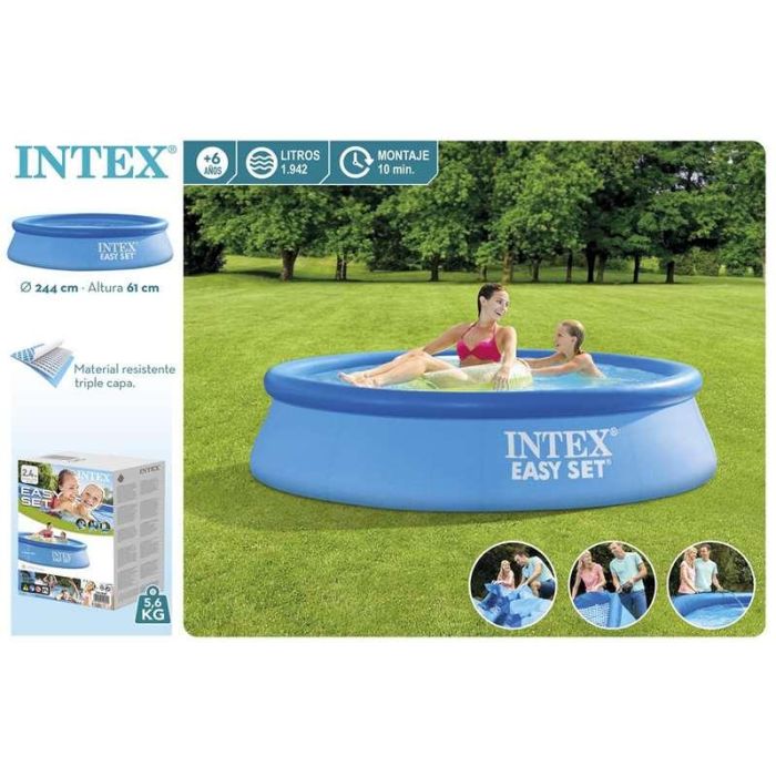 Intex Piscina Hinchable Redonda Easy Set 244x61 cm de Diámetro, 1942 Litros de Capacidad, Material PVC, Para Niños +6 Años 15 Intex Piscina Hinchable Redonda Easy Set 244x61 cm de Diámetro, 1942 Litros de Capacidad, Material PVC, Para Niños +6 Años 15