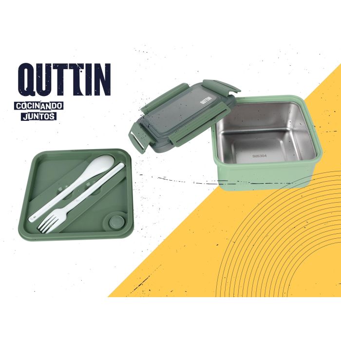 Quttin Fiambrera Ss para Microondas de 1500 ml, Recipiente de Almacenamiento de Alimentos 18 x 10 x 18 cm (6 Unidades) 2