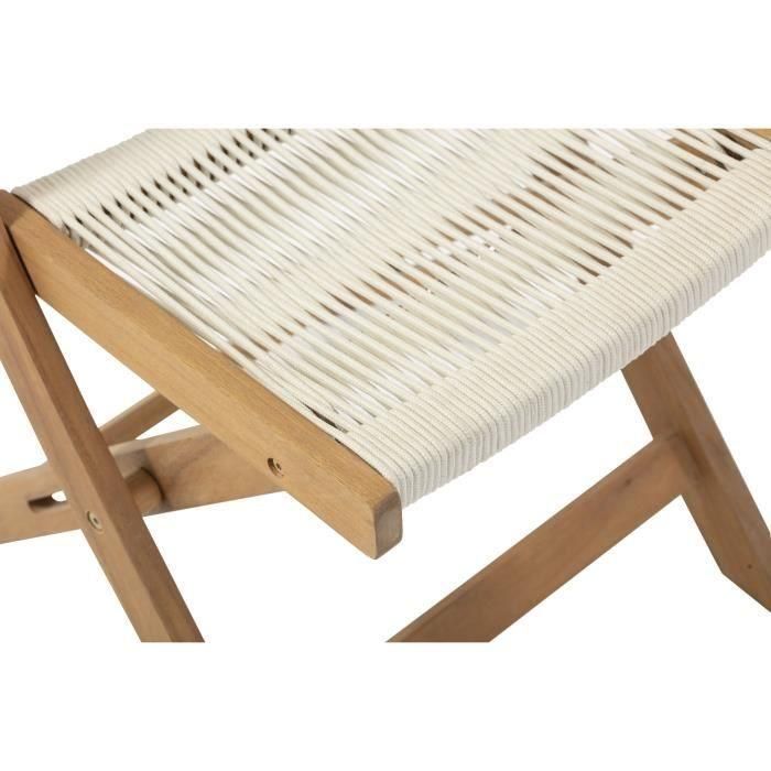 Conjunto de bistró plegable de madera de acacia FSC con tejido de cuerda beige - 2 personas - MAKENA 3 Conjunto de bistró plegable de madera de acacia FSC con tejido de cuerda beige - 2 personas - MAKENA 3