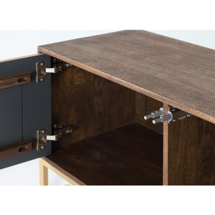 Giner y Colomer Mueble TV de Madera de Mango Nogal con Detalles Dorados 145 cm 3 Giner y Colomer Mueble TV de Madera de Mango Nogal con Detalles Dorados 145 cm 3