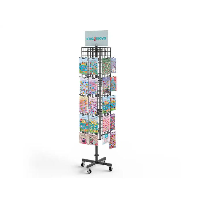 Imaginovo Expositor Metálico Giratorio con 40 Ganchos Ajustables, Surtido Cerrado 630uds, Dimensiones 1874x532x532 4