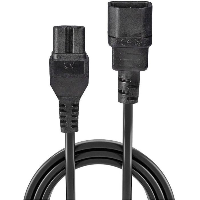 Lindy Cable de Alimentación IEC C14 a IEC C15 2m, H05-VVF 3G 1.00mm², Negro, Alta Temperatura, 10 Años 1
