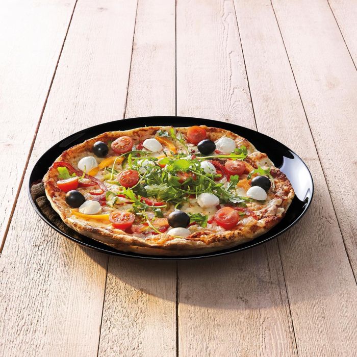 Luminarc Plato Pizza Friends Time Vidrio Templado 32 cm Negro Apto Microondas Horno 2