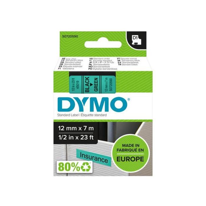 DYMO Cinta LM D1 12mmx7m Negro/verde 1 DYMO Cinta LM D1 12mmx7m Negro/verde 1