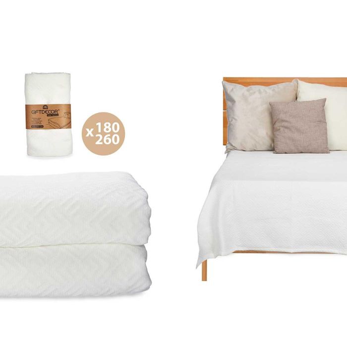 Colcha Cama Geometrico Blanco 180X260Cm Giftdecor (4 Unidades) Colcha Cama Geometrico Blanco 180X260Cm Giftdecor (4 Unidades)