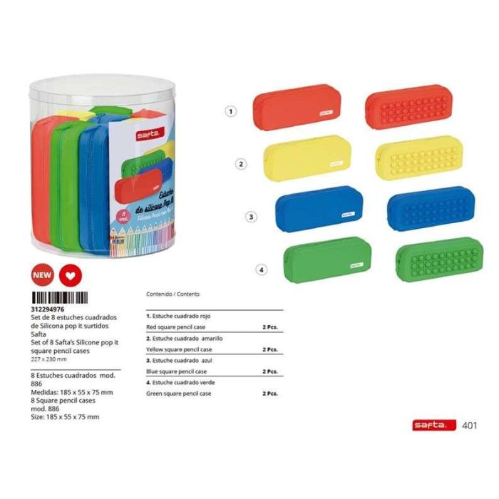 Set 8 port. cuadrados silicona surt. pop it 27x23xcm - modelos surtidos 3 Set 8 port. cuadrados silicona surt. pop it 27x23xcm - modelos surtidos 3