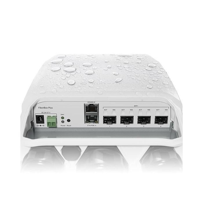 MikroTik Fiber Box Plus Switch Exterior 10 Gigabit IP66 con 4 Puertos SFP+, PoE y Puerto Ethernet Gigabit MikroTik Fiber Box Plus Switch Exterior 10 Gigabit IP66 con 4 Puertos SFP+, PoE y Puerto Ethernet Gigabit