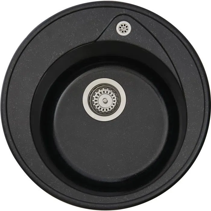 Stradour RONDA Fregadero de un cuenco en SMC Negro Paillette - 06, Ø 49 cm, Vaciado Manual Stradour RONDA Fregadero de un cuenco en SMC Negro Paillette - 06, Ø 49 cm, Vaciado Manual