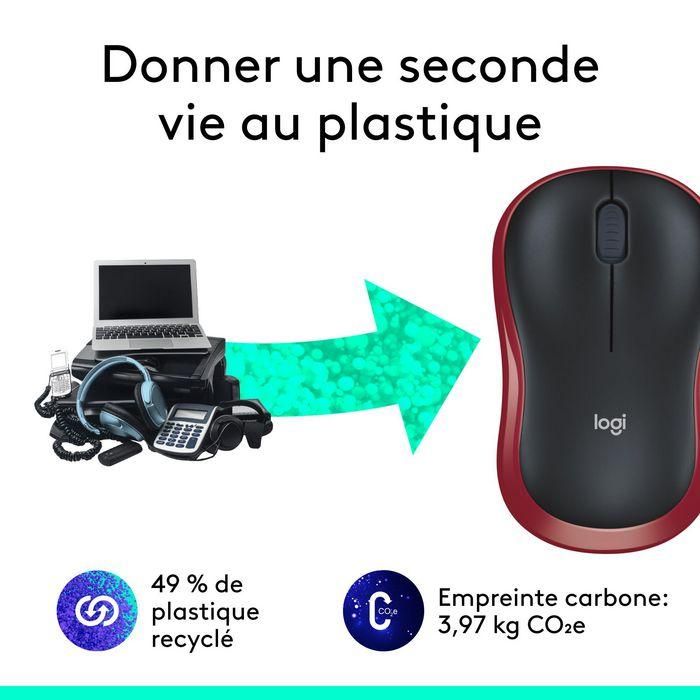 Logitech M185 Ratón Inalámbrico RF Plug-and-Play Rojo con Nano Receptor USB, Ergonómico, Fiable, Batería 1 Año 4