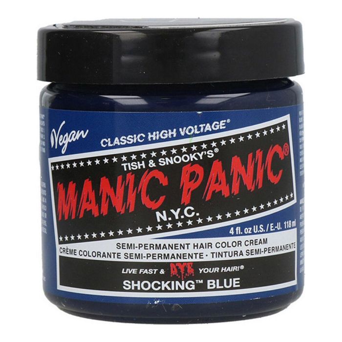 Manic Panic Classic Shocking Blue - Tinte fantasía semipermanente vegano, sin amoniaco, para cabello intenso y brillante Manic Panic Classic Shocking Blue - Tinte fantasía semipermanente vegano, sin amoniaco, para cabello intenso y brillante
