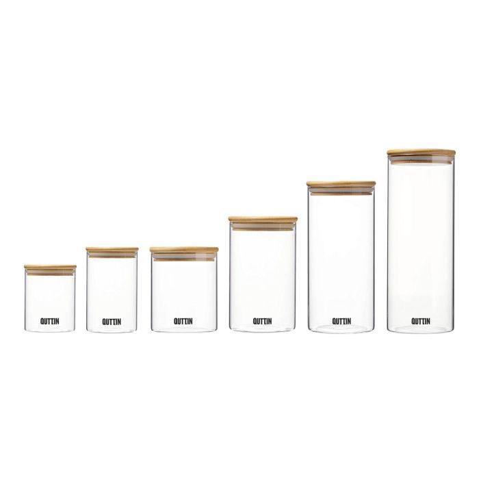 Quttin Tarro de Borosilicato 6.5 x 11 cm con Tapa de Bambú (24 Unidades) 3