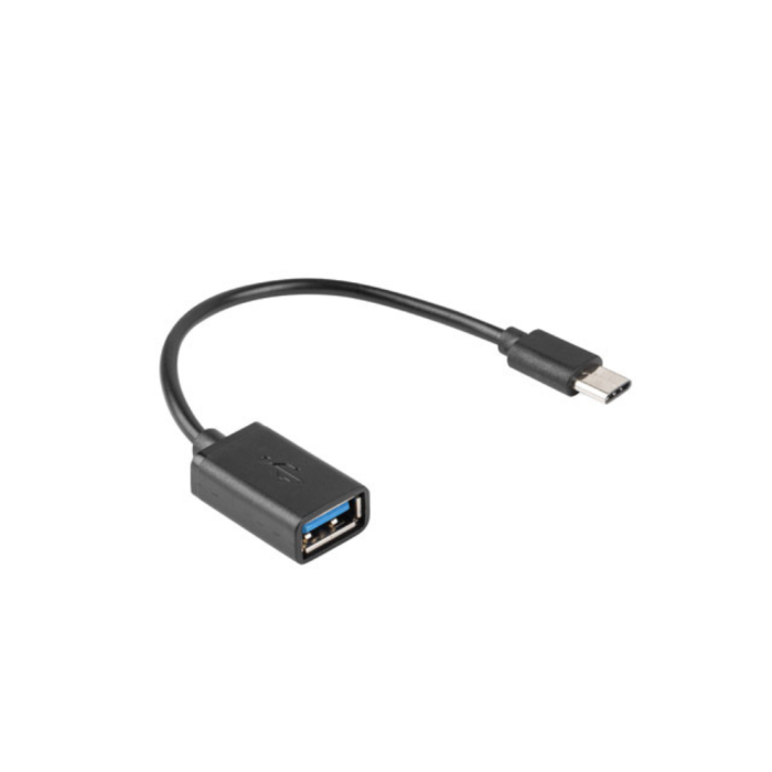 Lanberg Adaptador USB-C Macho a USB-A Hembra 2.0 OTG 480Mbps para Smartphone Tablet y Periféricos USB 0.15m Negro 1
