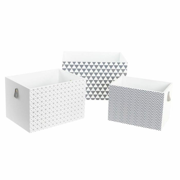 Caja DKD Home Decor Blanco Gris 28 x 23 x 37 cm Set de 3 1