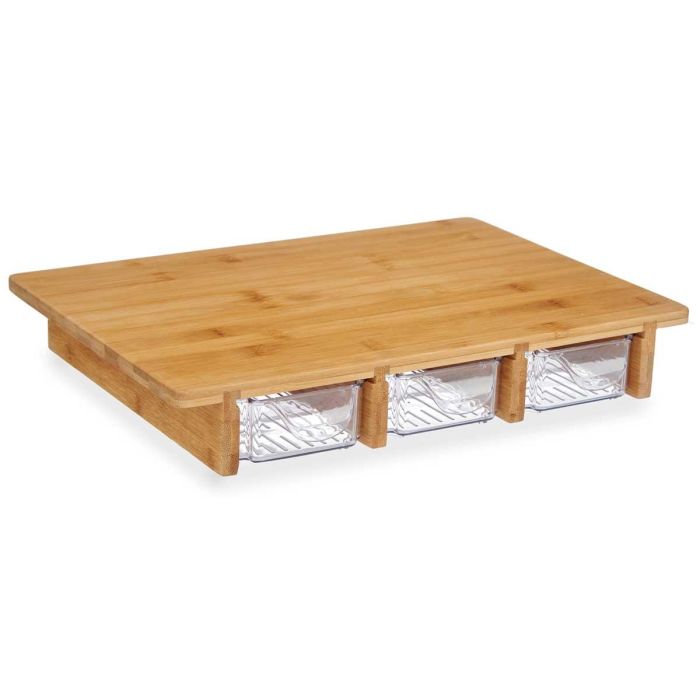 Tabla de Bambú Kinvara 3 Compartimentos 40x28x6 cm - Natural/Transparente (6 Unidades) 1 Tabla de Bambú Kinvara 3 Compartimentos 40x28x6 cm - Natural/Transparente (6 Unidades) 1