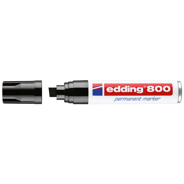 Edding Marcador Permanente 800 Negro (Set de 5) Trazo Grueso 4-12mm para Diversas Superficies (Set de 5) 1