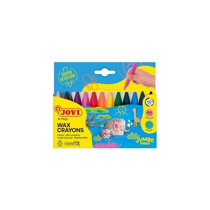 Jovi Ceras Jovicolor Triwax 82 mm, Colores Surtidos, Estuche 12 Unidades