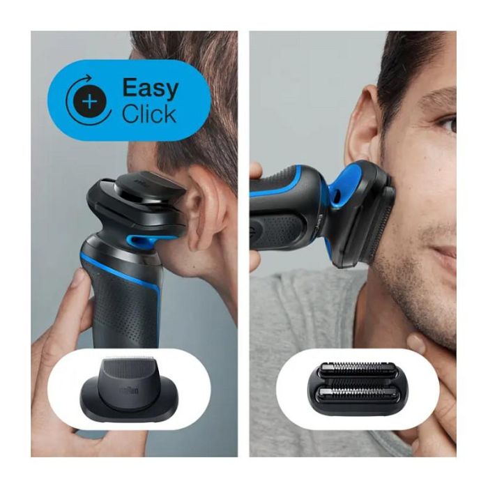 Braun Series 5 51-B1820s - Máquina de afeitar de láminas recargable, 3 cabezas, uso en seco y mojado, negro y azul 4 Braun Series 5 51-B1820s - Máquina de afeitar de láminas recargable, 3 cabezas, uso en seco y mojado, negro y azul 4