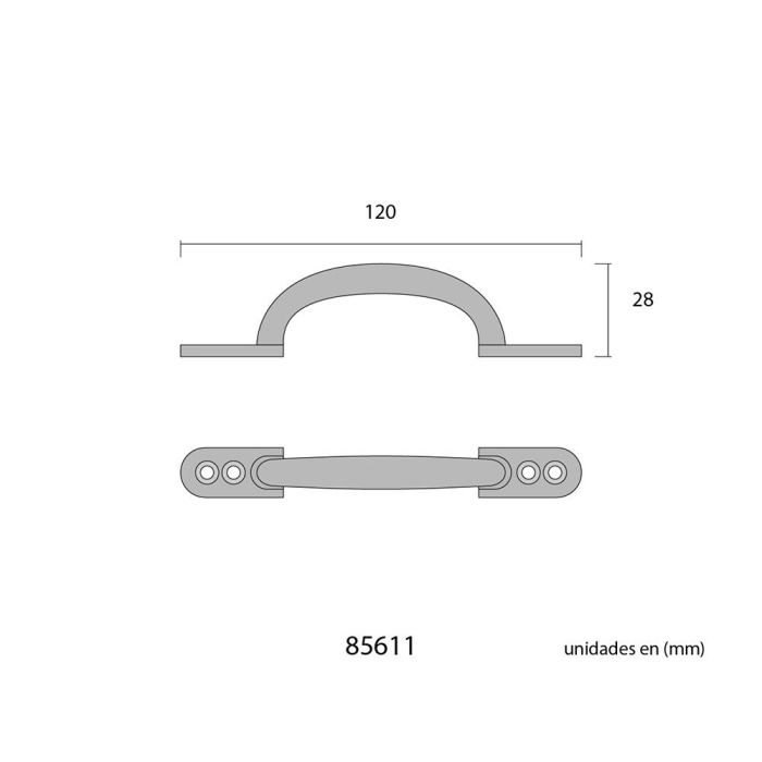 Edm Tirador plano 120mm acero níquel mate antiguo 1 Edm Tirador plano 120mm acero níquel mate antiguo 1