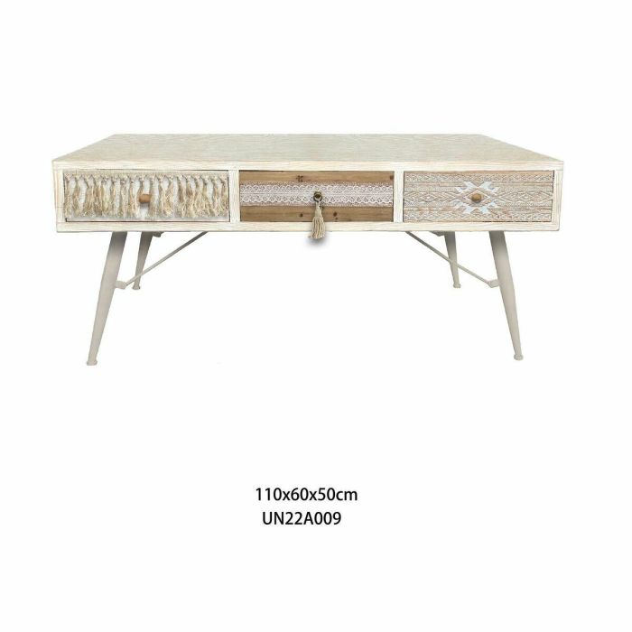 Mesa de Centro DKD Home Decor Abeto Algodón (110 x 60 x 50 cm) 1