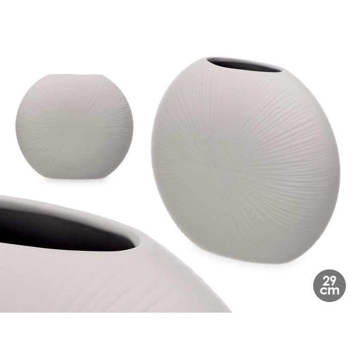 Jarrón de Cerámica Circular Gris 29 cm - Giftdecor (4 Unidades) Jarrón de Cerámica Circular Gris 29 cm - Giftdecor (4 Unidades)