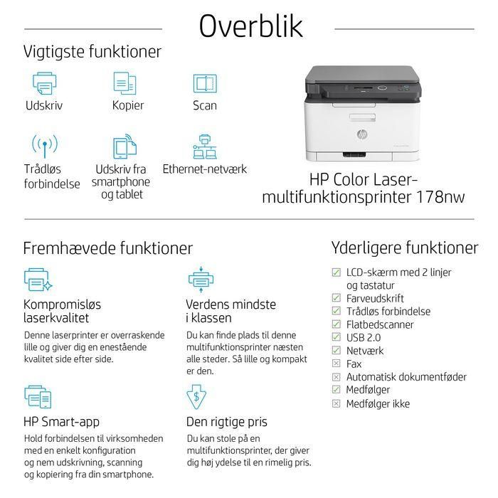 HP 178nw Impresora Multifunción Láser Color Wi-Fi, Compacta, Escanea, Copia, Imprime desde Móvil, Alta Calidad Color 5