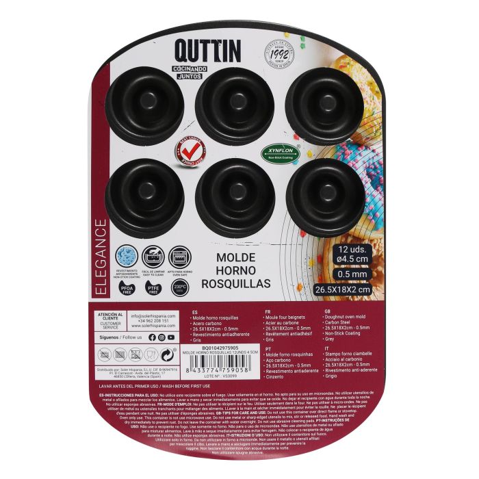 Molde para horno de rosquillas 12 unidades 4.5 cm Quttin (12 Unidades) 7 Molde para horno de rosquillas 12 unidades 4.5 cm Quttin (12 Unidades) 7