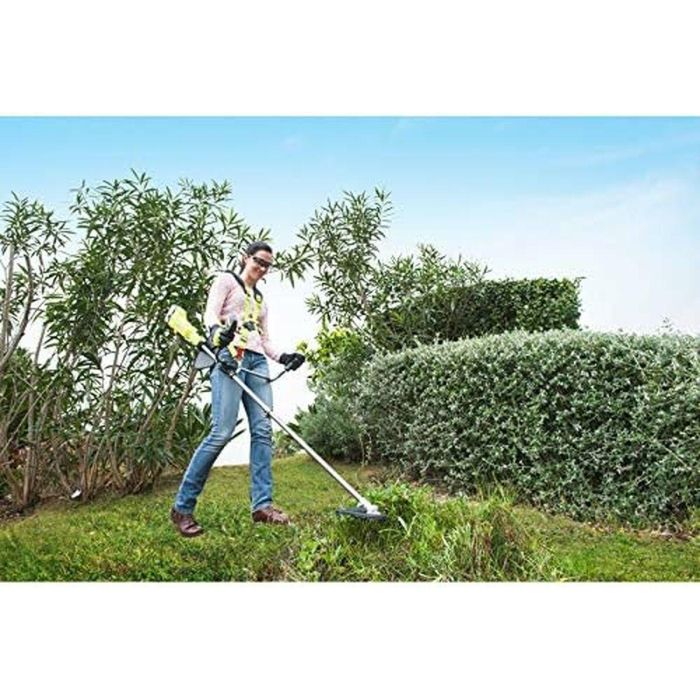 Ryobi Desbrozadora 18V con 1 Batería Litio 4Ah y Cargador Rápido 2.0A, Hoja 3 Dientes Tri-Arc 20cm y Hilo Ø 1.6mm 2