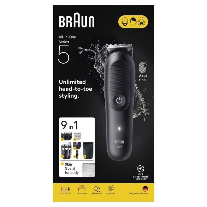 Braun AIO5540 Recortadora de pelo y barba, 120 min autonomía, 14 ajustes de longitud, Negro 2 Braun AIO5540 Recortadora de pelo y barba, 120 min autonomía, 14 ajustes de longitud, Negro 2
