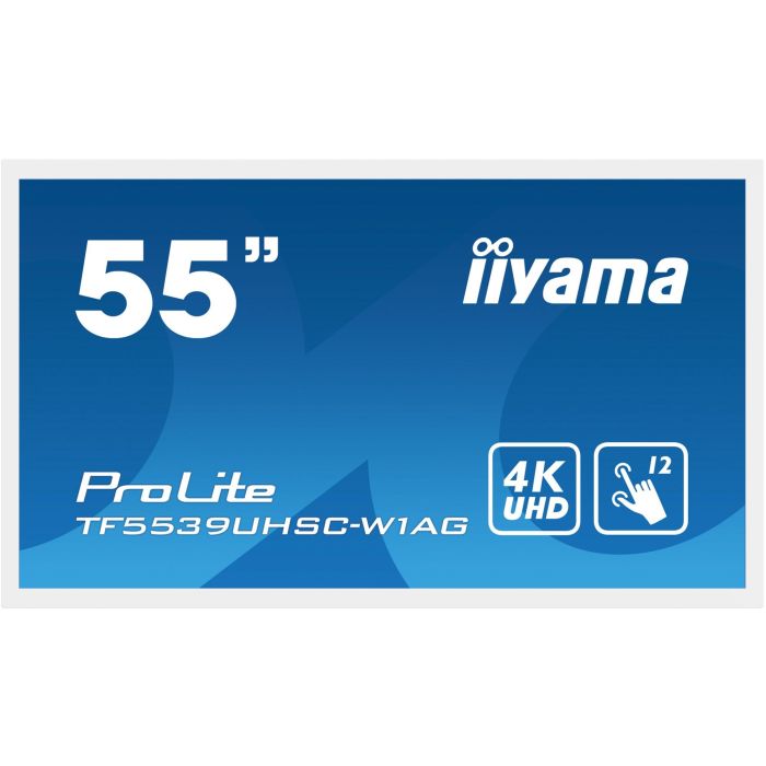 iiyama TF5539UHSC-W1AG Monitor Táctil 55" 4K Ultra HD LED IPS Blanco, HDMI+DP, Multitáctil 15 puntos 1