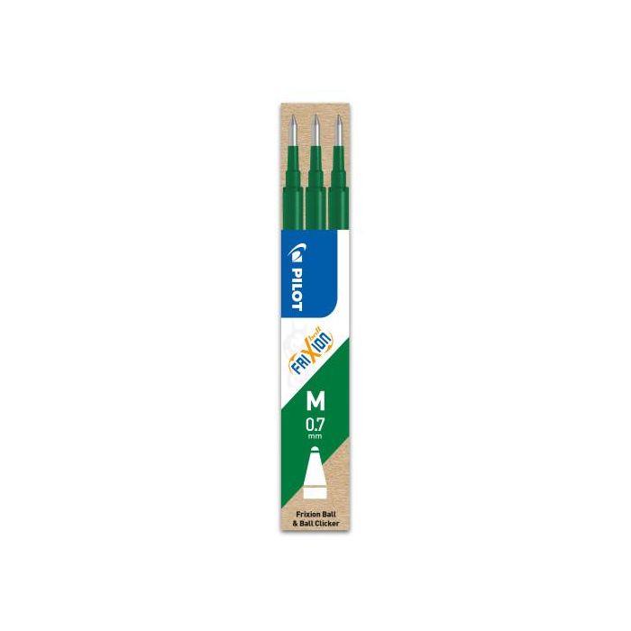 Pilot Recambio Bolígrafo Frixion 0.7 Verde Pack 3 Ud Borrable