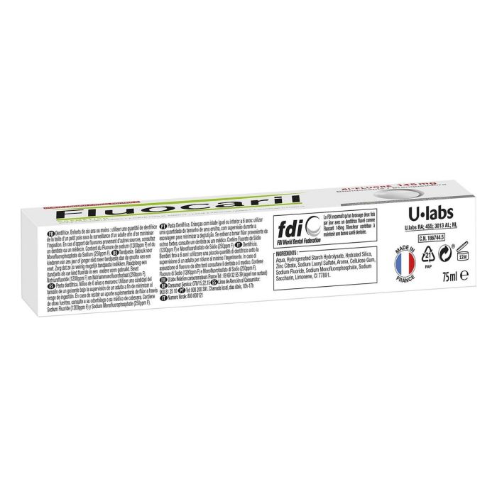 Fluocaril BI-FLUORÉ Dentífrico Blanqueador 145mg Flúor - Pack 2 x 75 ml (150 ml Total) para Dientes Blancos y Protección Esmalte 1 Fluocaril BI-FLUORÉ Dentífrico Blanqueador 145mg Flúor - Pack 2 x 75 ml (150 ml Total) para Dientes Blancos y Protección Esmalte 1