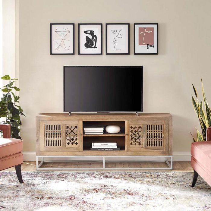 Giner y Colomer Mueble TV Madera de Mango y Metal Natural 160 cm 7