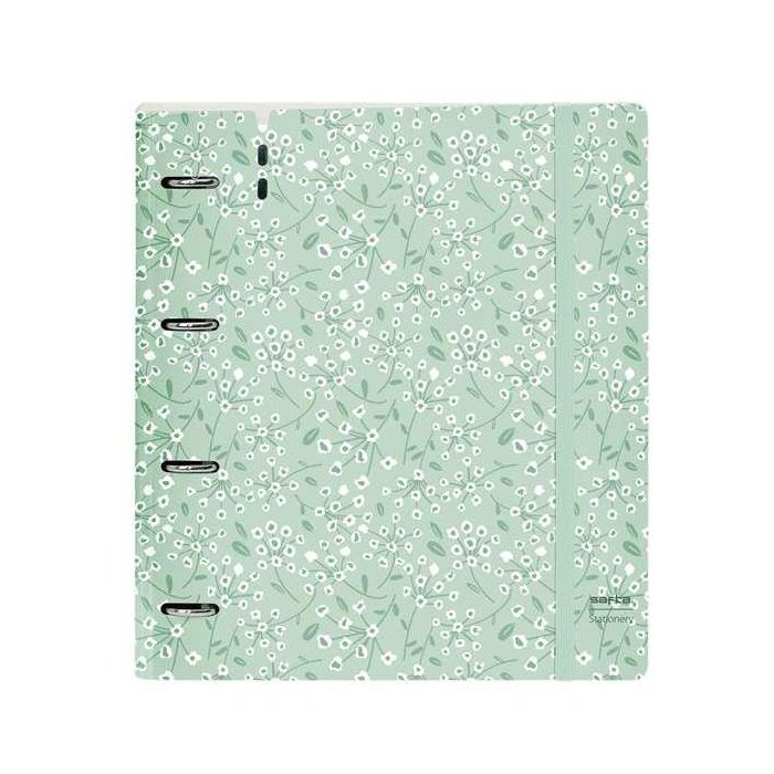 Carpeta Con Recambio Safta Din A4 Cuadro 5 mm Polipropileno Foam 4 Anillas 35 mm Estampados Floral Verde Carpeta Con Recambio Safta Din A4 Cuadro 5 mm Polipropileno Foam 4 Anillas 35 mm Estampados Floral Verde