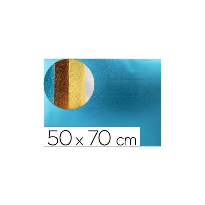 Goma Eva Liderpapel 50x70 cm Espesor 2 mm Metalizada Azul Claro 10 unidades