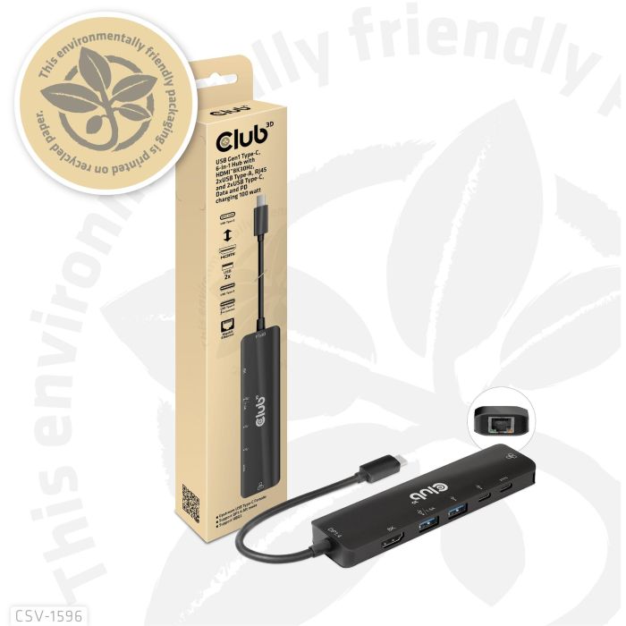 Club3D CSV-1596 USB-C Hub 6 en 1 HDMI/2xUSB/2xUSB-C/LAN 4K120Hz PD100W Negro para PC/Mac 6 Club3D CSV-1596 USB-C Hub 6 en 1 HDMI/2xUSB/2xUSB-C/LAN 4K120Hz PD100W Negro para PC/Mac 6
