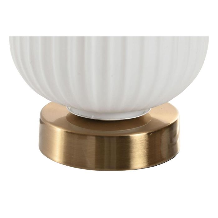DKD Home Decor Lámpara de Sobremesa Moderna de Cristal y Metal Blanco Dorado, para bombilla E27, Potencia Máx. 50W, 14x23x14 cm 4 DKD Home Decor Lámpara de Sobremesa Moderna de Cristal y Metal Blanco Dorado, para bombilla E27, Potencia Máx. 50W, 14x23x14 cm 4