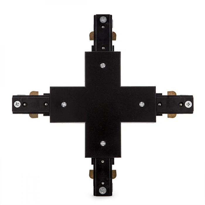 Conector X Carril Bifásico Negro Focos LEDs 2