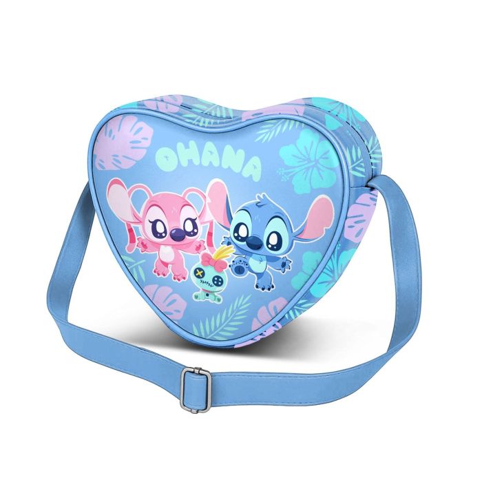 Disney Lilo y Stitch Bolso Bandolera Corazón Azul - Compartimento Único con Cremallera y Asa Ajustable