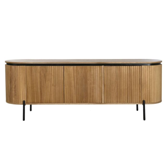 DKD Home Decor Buffet Balines 3 Puertas 1 Estantería Desmontable Mueble Madera Paulownia y Metal Natural Negro 170 cm Ancho x 40 cm Fondo x 80 cm Alto 5