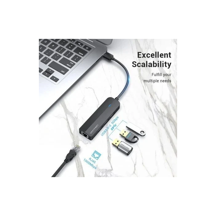 Hub USB 3.0 Vention CHNBB/ RJ45/ 3xUSB/ 1xMicroUSB PD 2 Hub USB 3.0 Vention CHNBB/ RJ45/ 3xUSB/ 1xMicroUSB PD 2