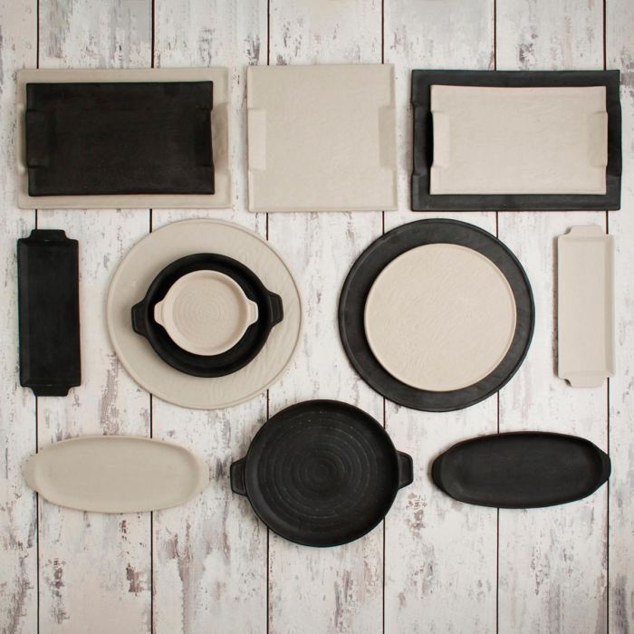 Quid Plato Pizza Mineral Gres Cerámico Negro Texturizado 33 cm (6 Unidades) 3